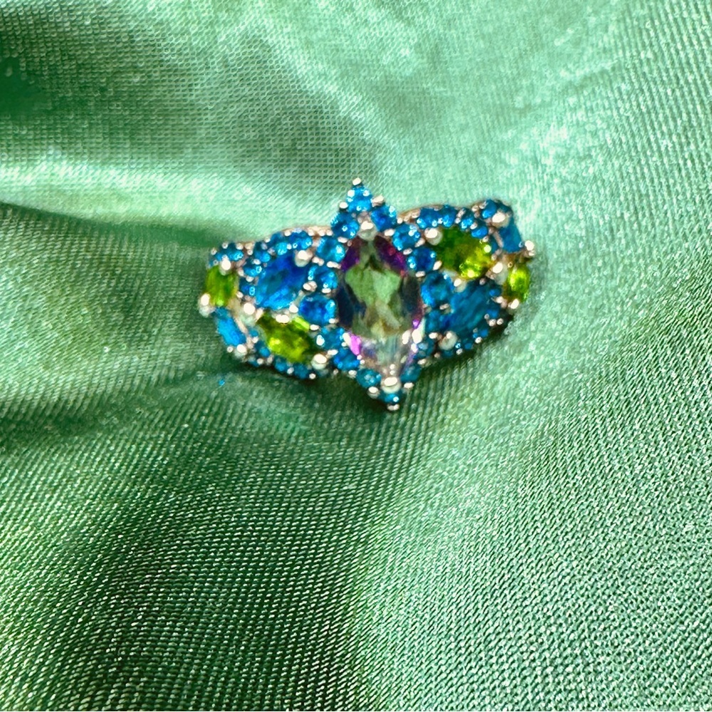 Sterling Silver Statement Ring With Multicolor Ge… - image 6